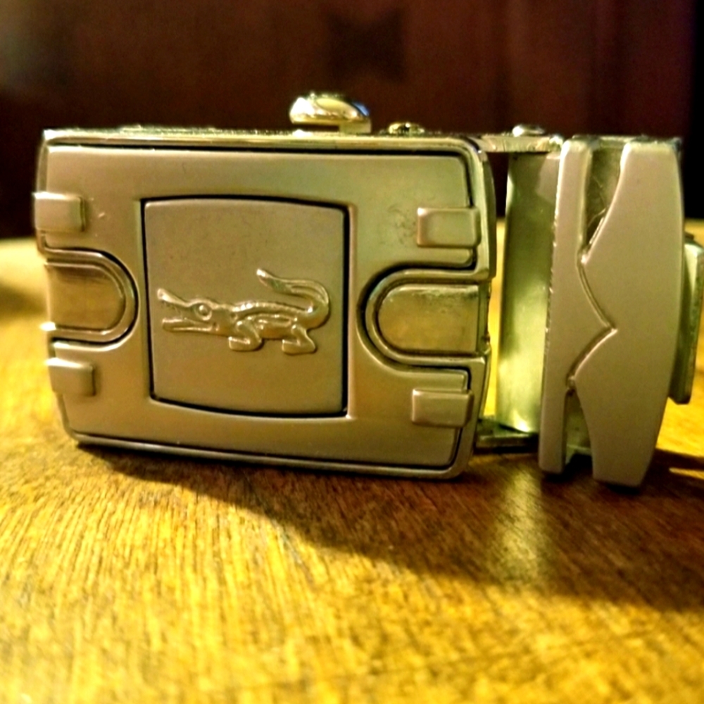Vintage Lacoste stainless steel belt buckle.
